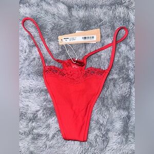 SKIMS Fits Fits Everybody Lace String Thong in Cayenne XL - NWT !!